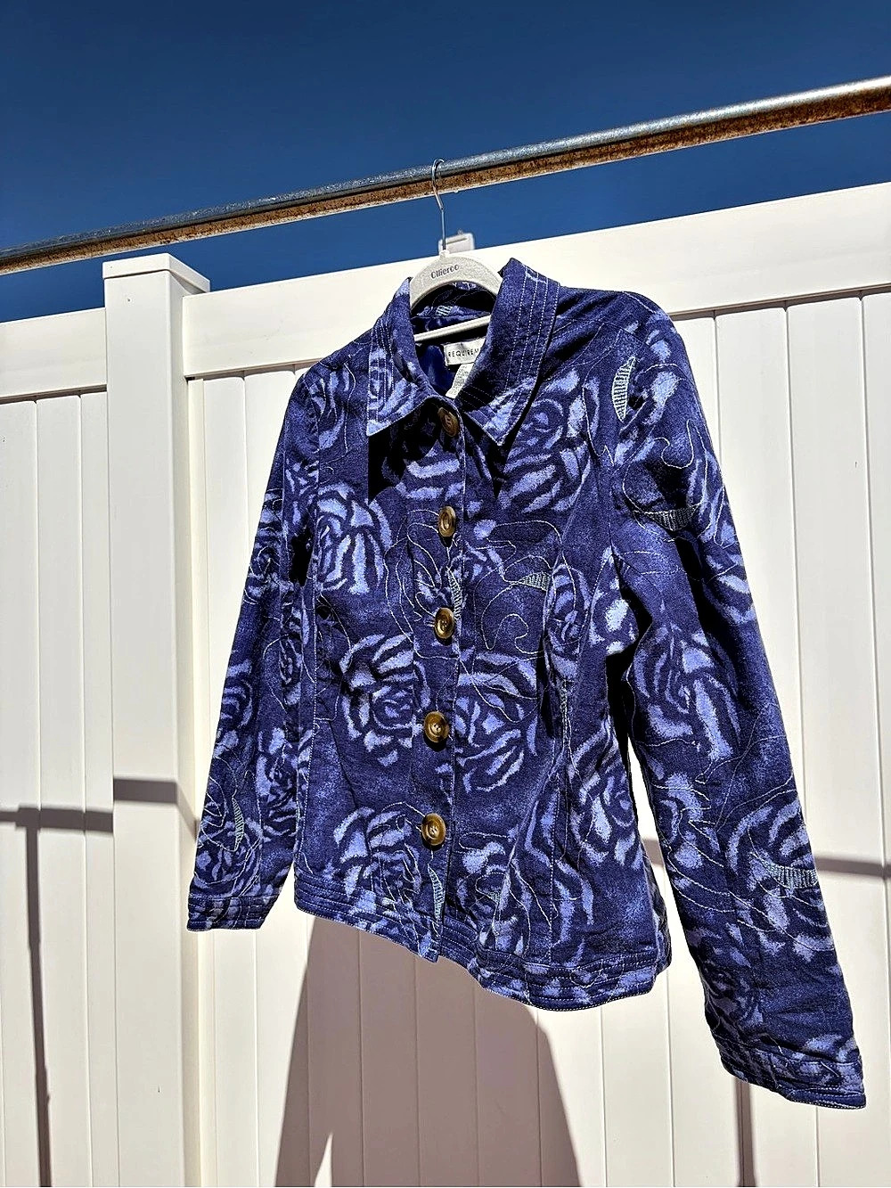 Requirements Floral Button Front Jacket in Blue Like New